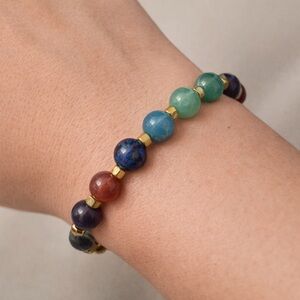 Henna Shoppe 7 Chakra Beaded Bracelet Stretch Healing Stone Meditation Yoga